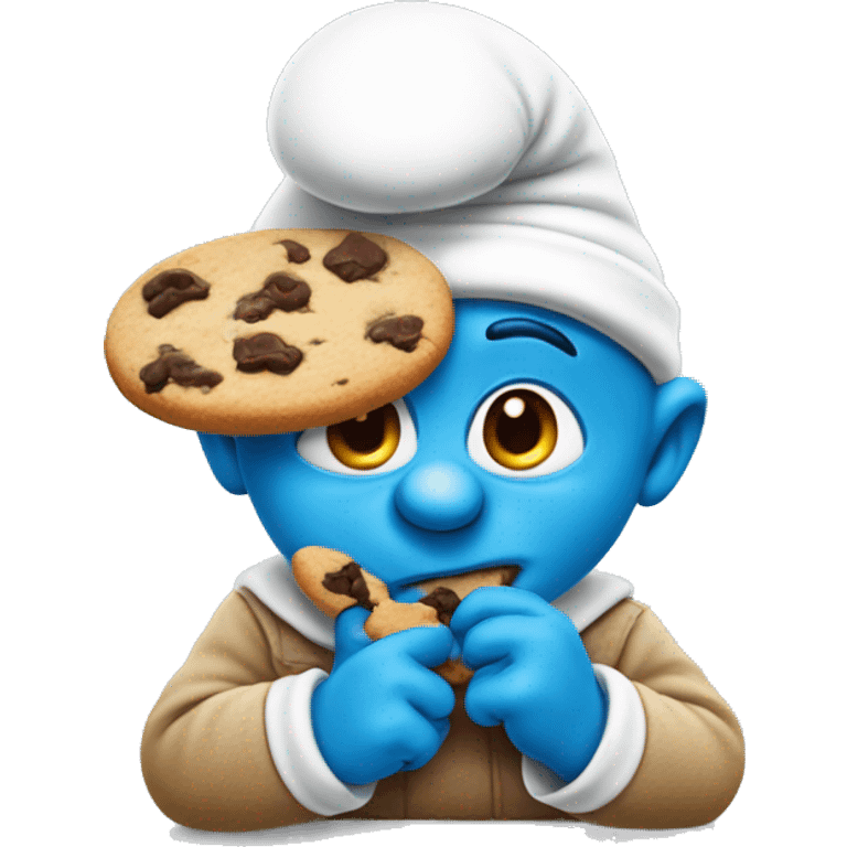 Papa smurf eating a cookies emoji