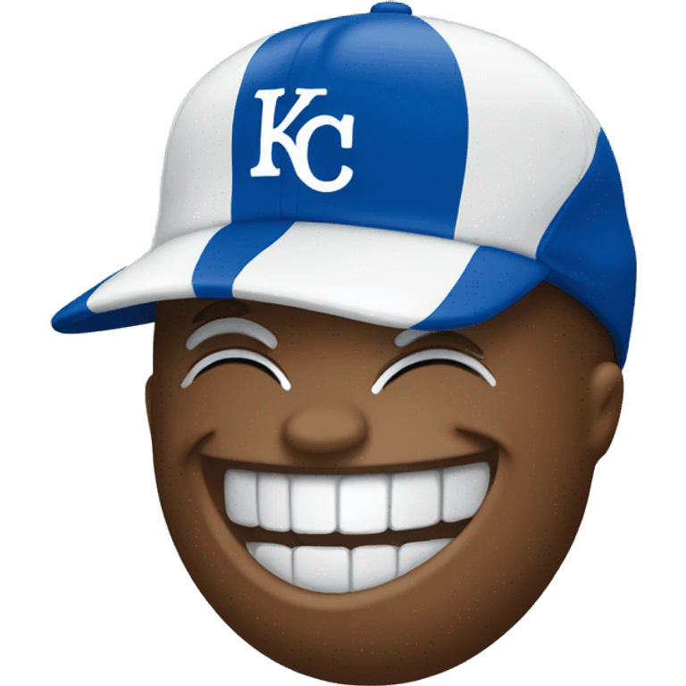 Laughing emoji with a kansas city royals hat emoji