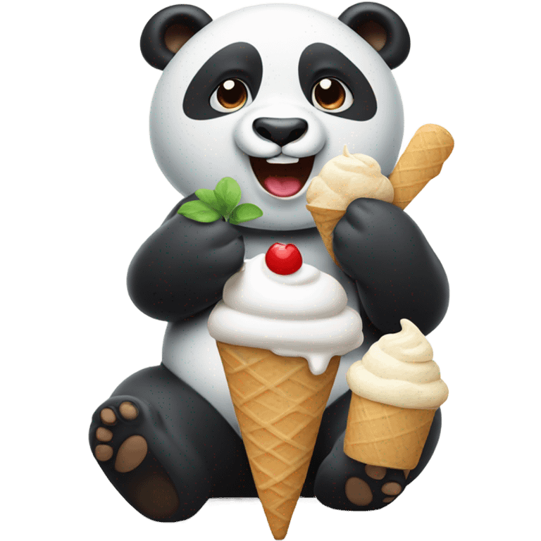 Panda eating ice cream emoji