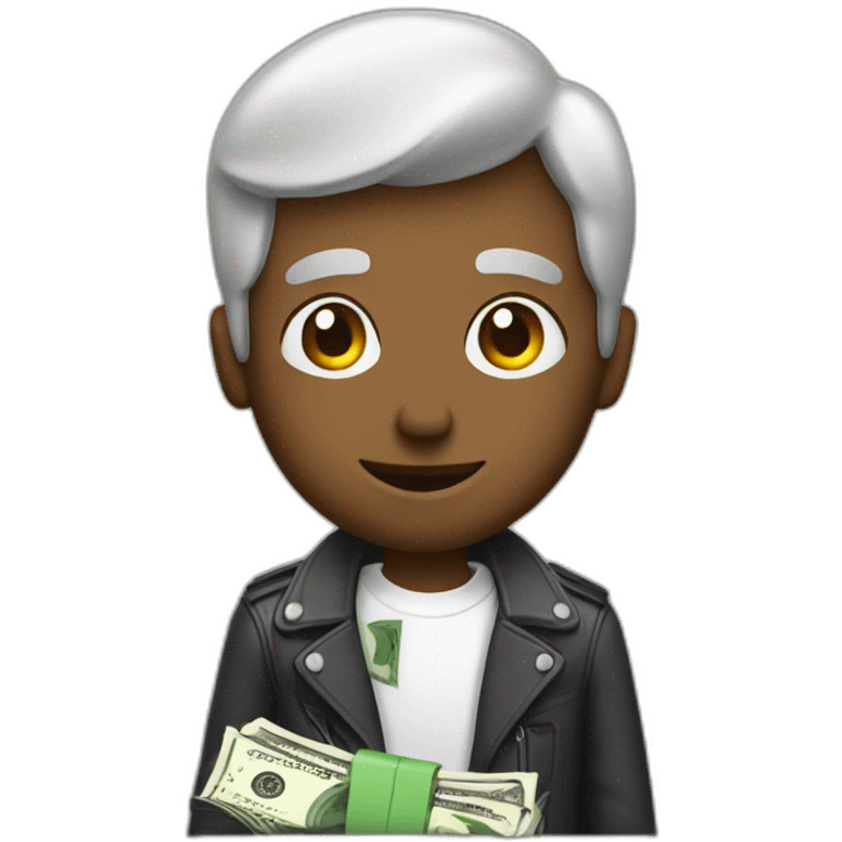 A cool guy holding dollars  emoji