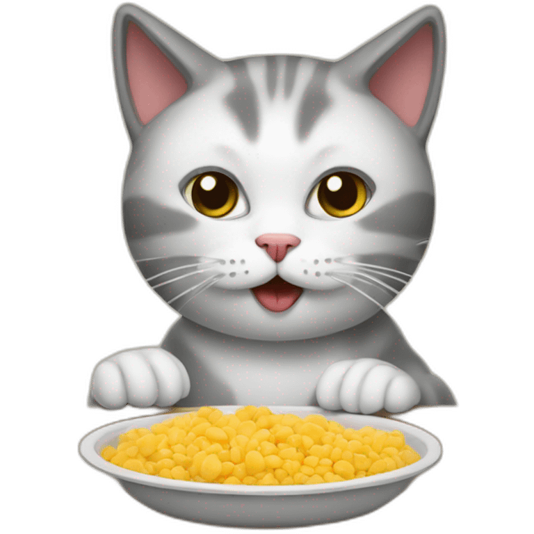 cat eat food on the table emoji