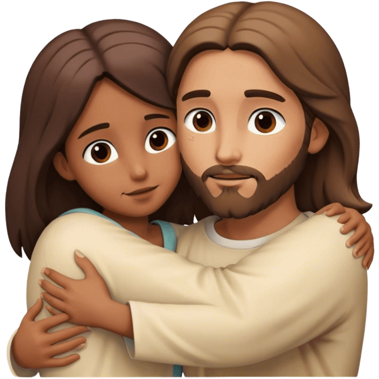 Jesus hugs a girl emoji