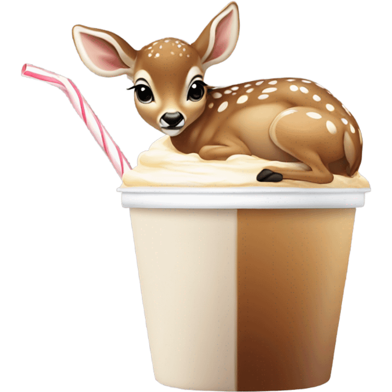 Baby deer drinking iced coffee emoji