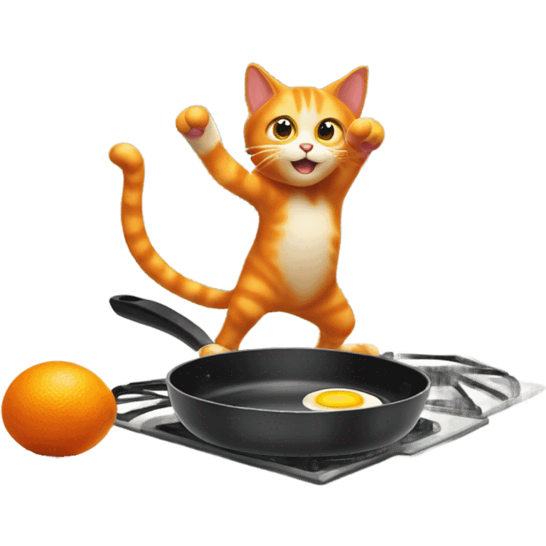 orange cat cooking eggs emoji