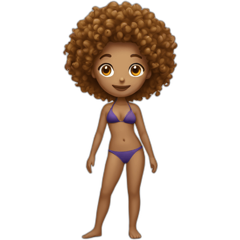 Curly hair woman bikini emoji