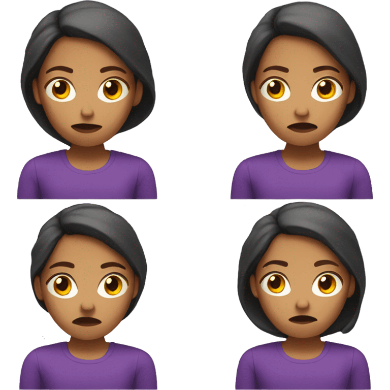 tan emoji woman with purple shirt doing weary emoji emoji