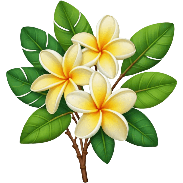 Frangipani bouquet, stem, leaf emoji