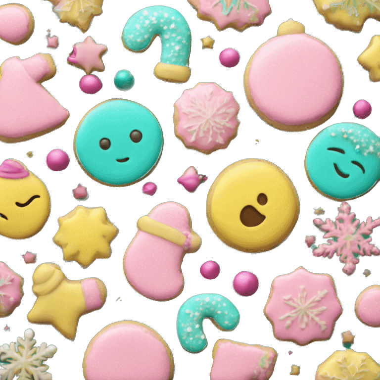 Pink Christmas cookie with teal and yellow sprinkles on top emoji