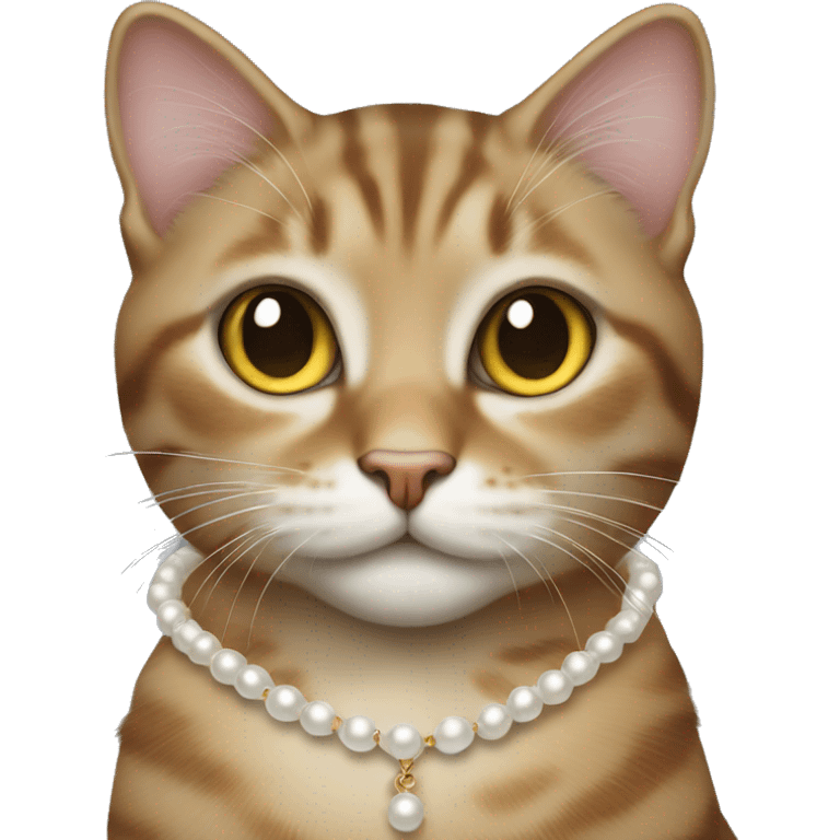 Tabby female cat with pearl necklace  emoji