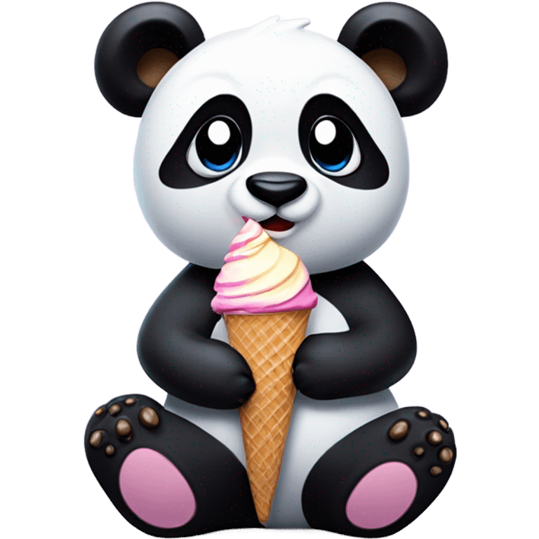 Panda eating ice cream emoji