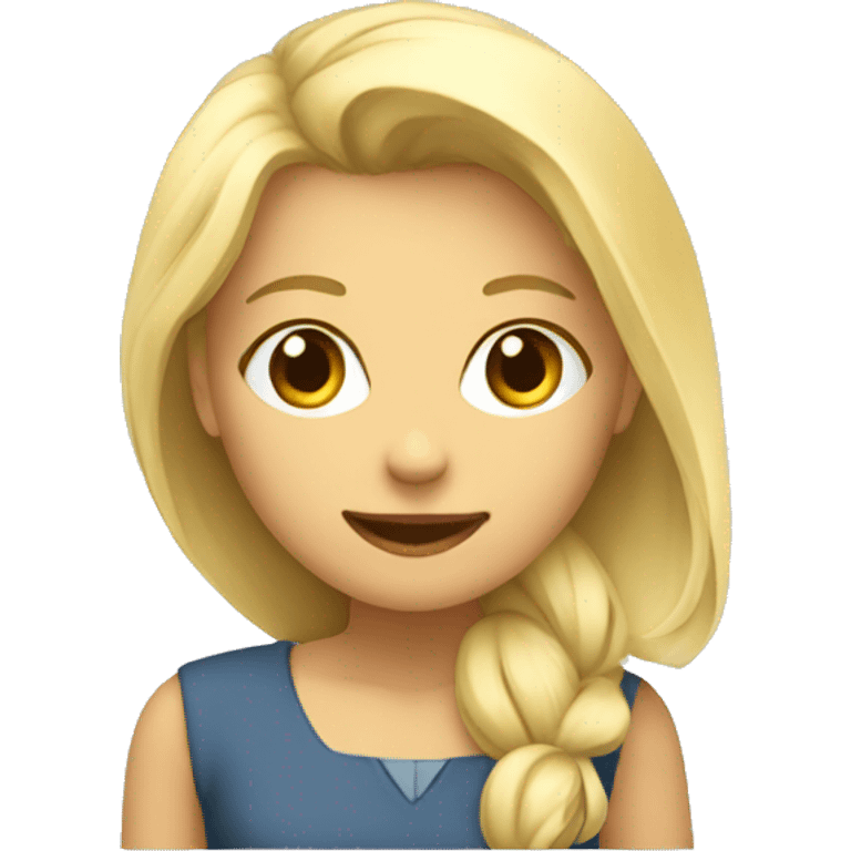 blonde girl giving feedback with a sheet of pape emoji