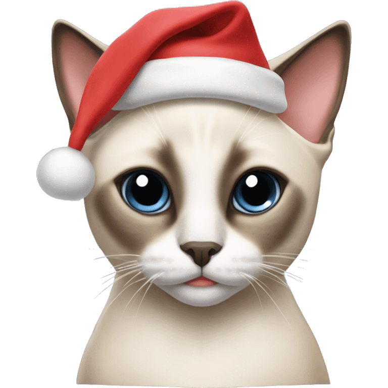 Siamese cat with Christmas hat on emoji