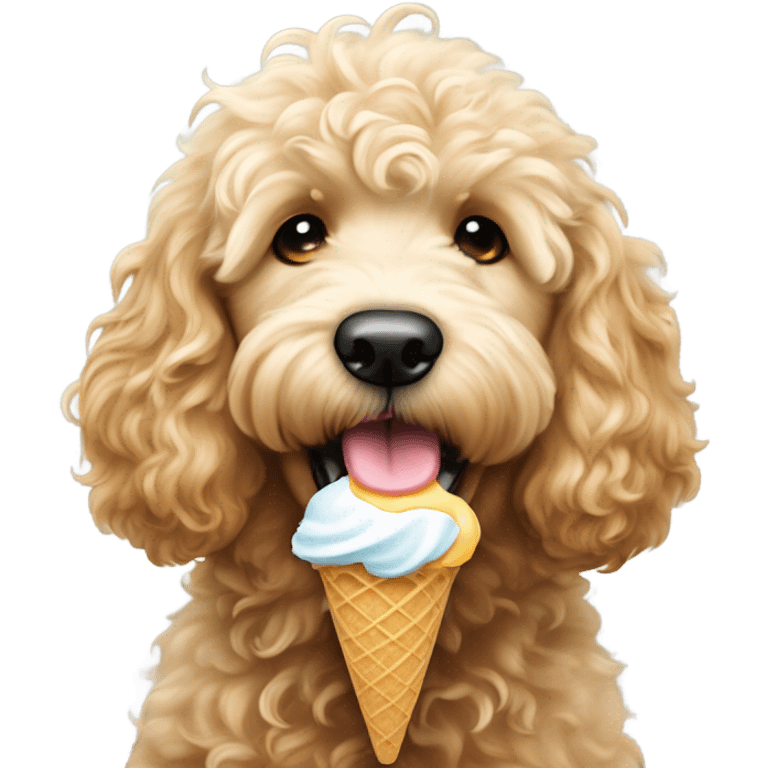 Golden doodle licking ice cream emoji