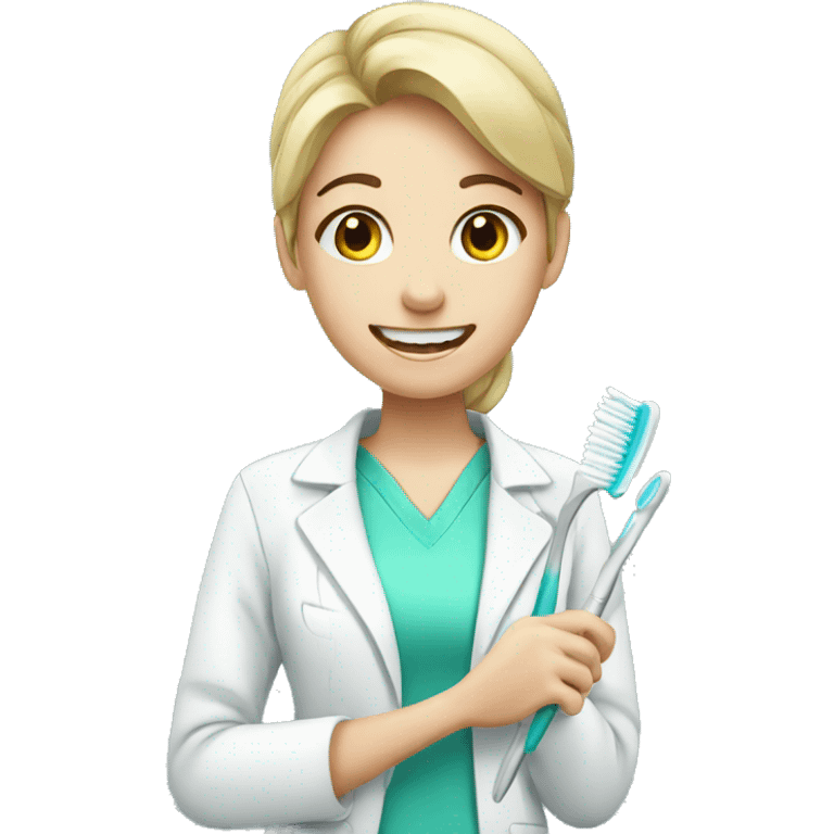 dentist girl with a toothbrush in his hand emoji