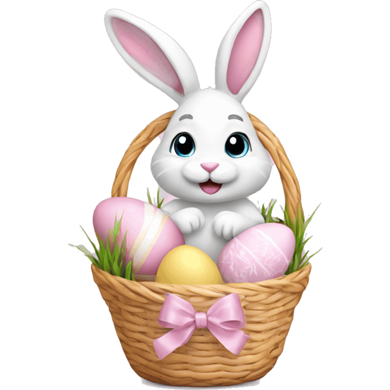 easter bunny with egg light pink basket emoji