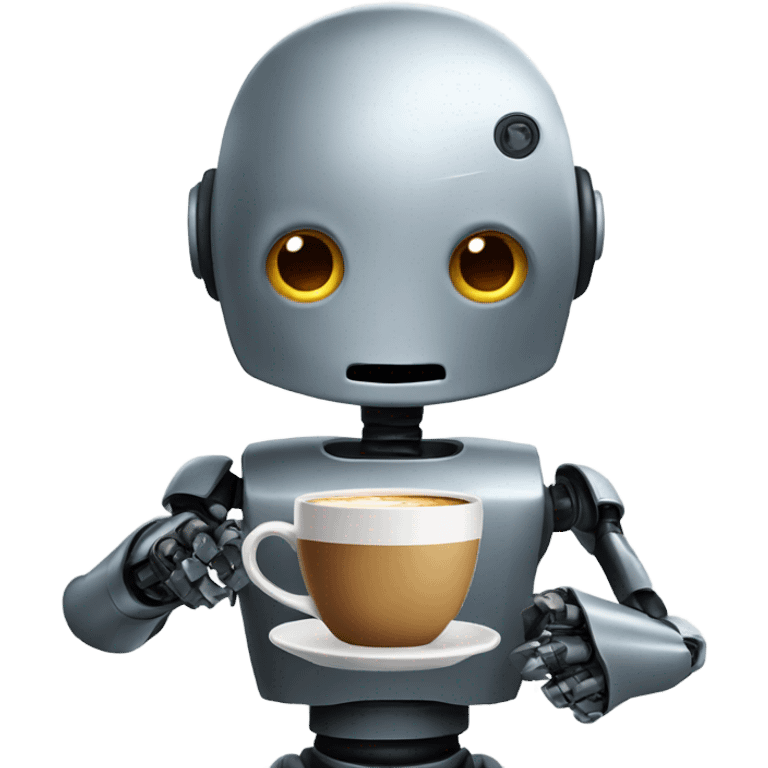 robot with a cup of coffee emoji