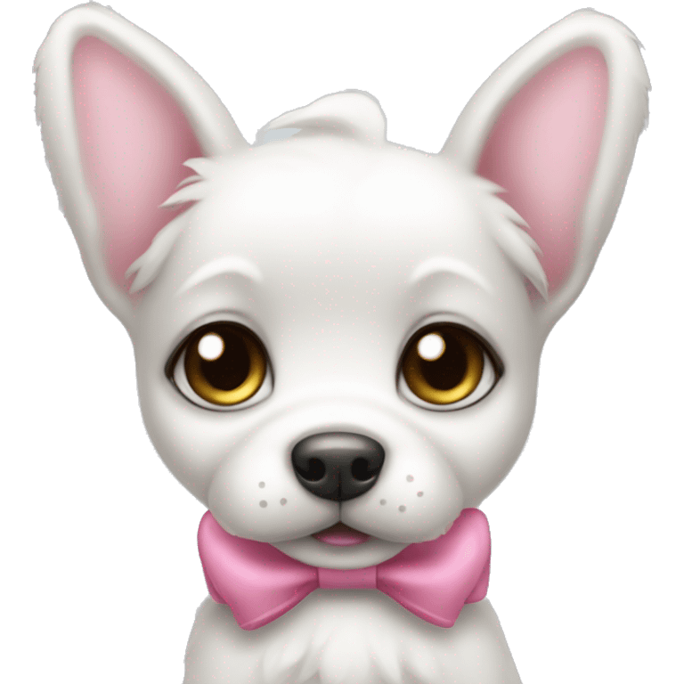 White puppy With cute pink bow emoji