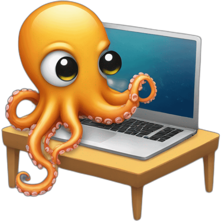 emoji octopus programmer with laptop emoji