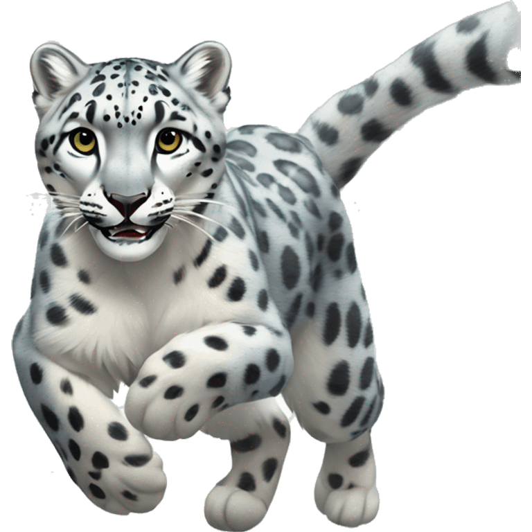 Female Snow leopard running in forest emoji