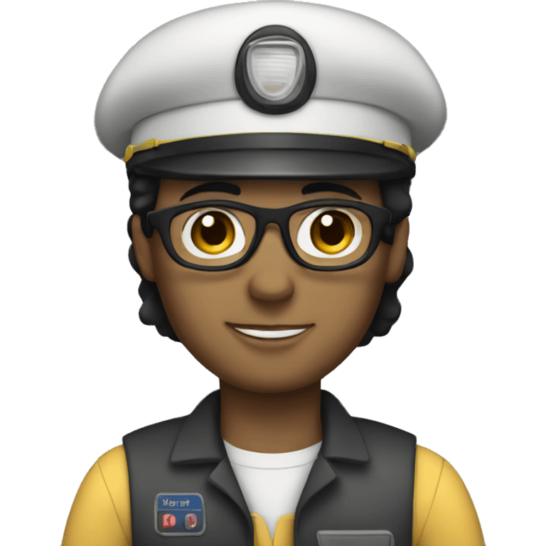 black haired half-bald train driver emoji