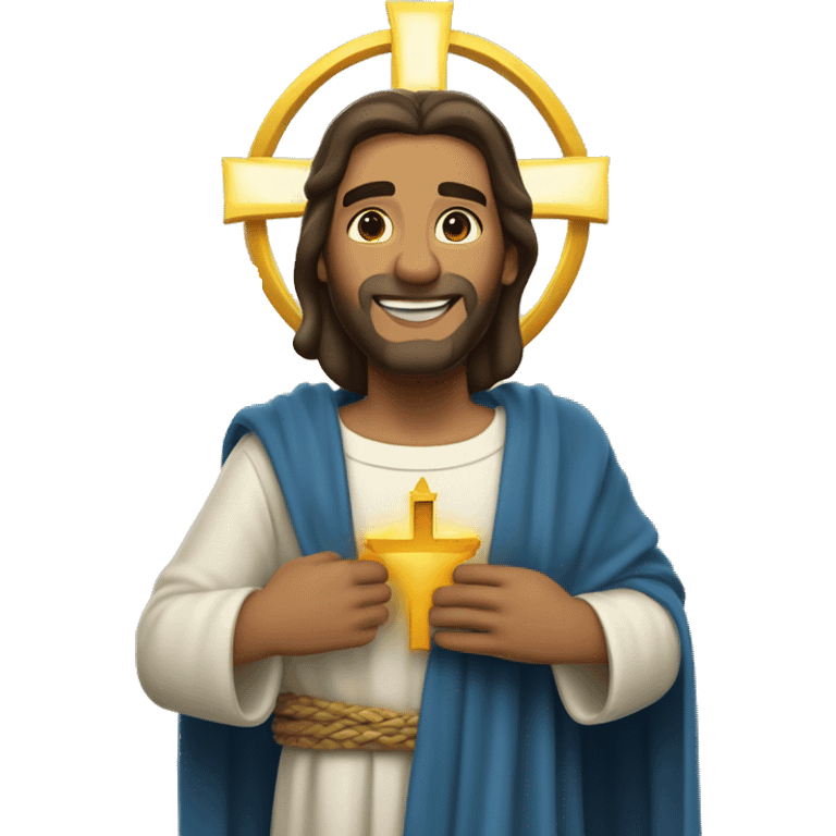 Cristo rey feliz levantando los brazos emoji