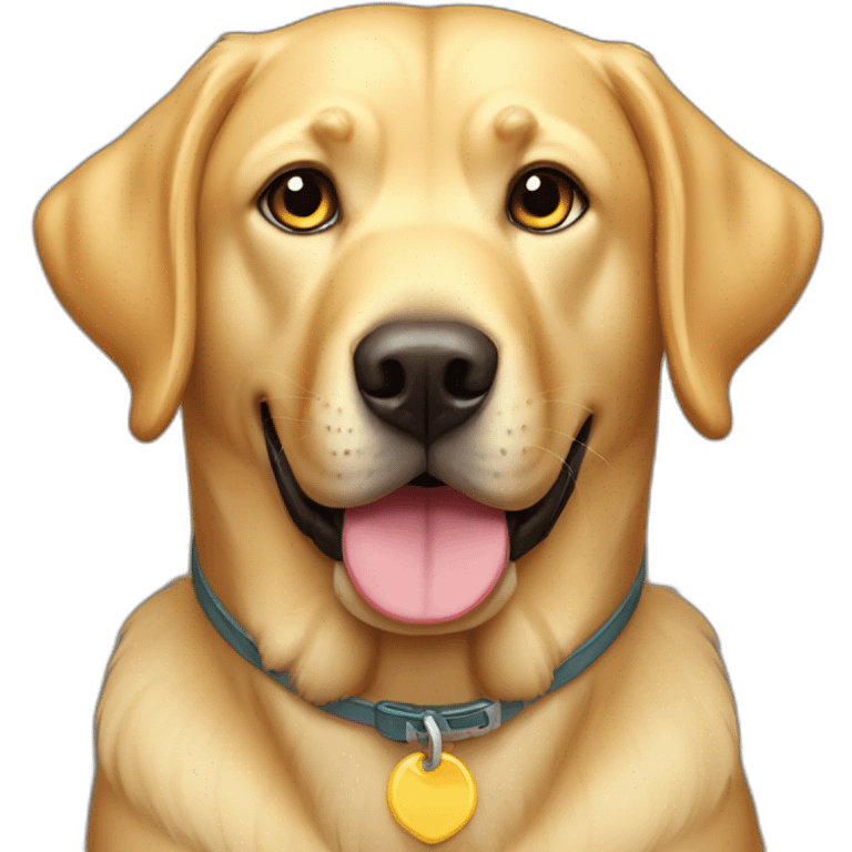 Perro labrador rubio con collar amarillo emoji