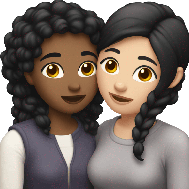 Lesbians with black hair and white skin in love with eachother emoji