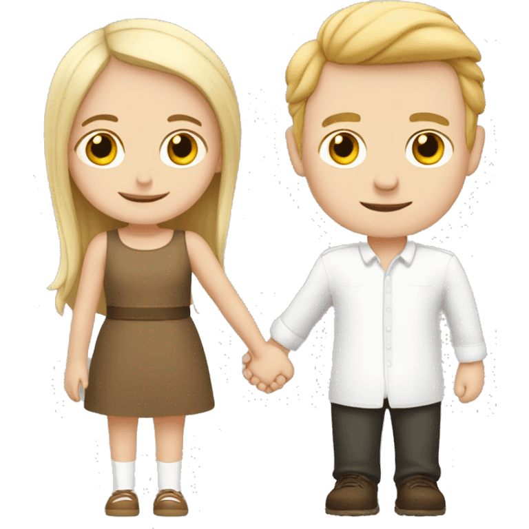 A small European white girl and a tall European white boy holding hands emoji