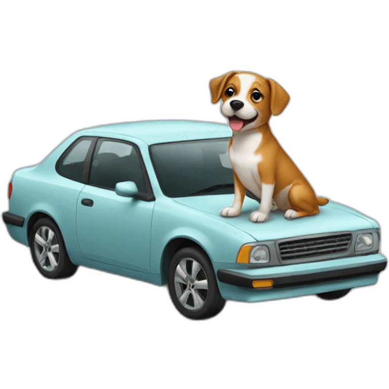 Dog with car emoji