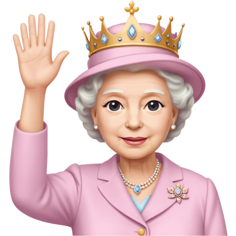 
Queen Elizabeth waves in pastel clothes emoji