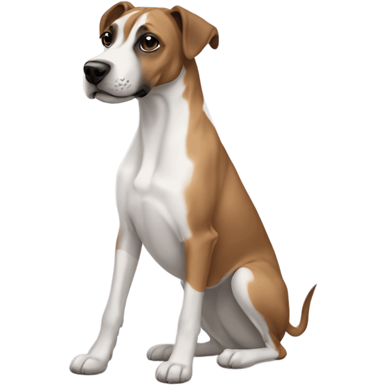 white boxer cross greyhound with jack Russel markings  emoji