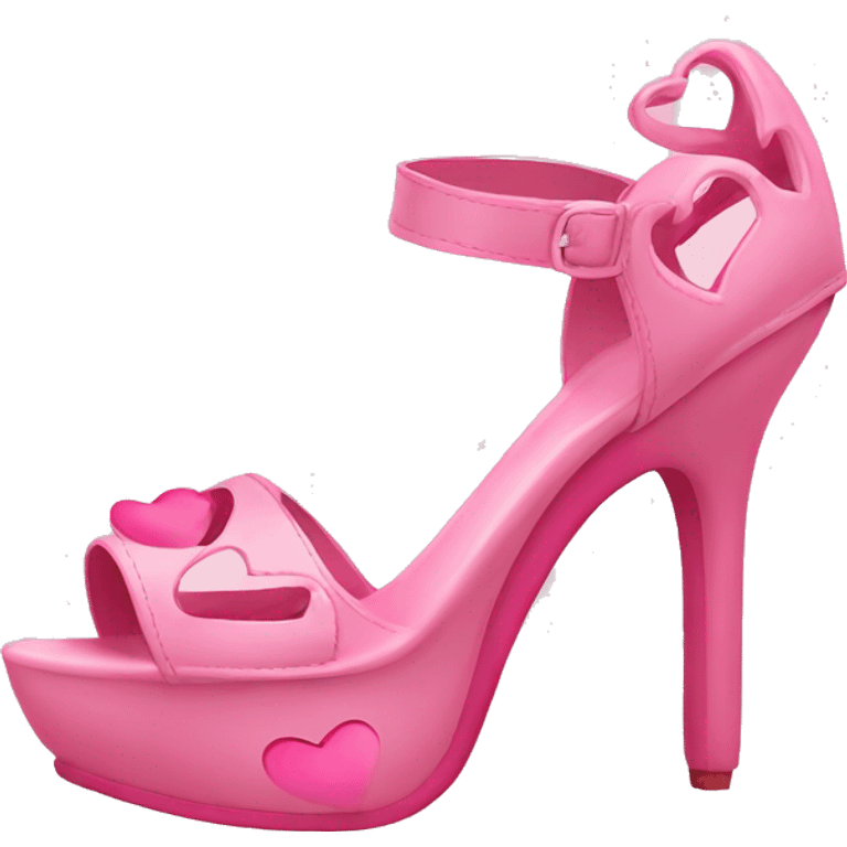 Pink open Heels with hearts in the heel emoji