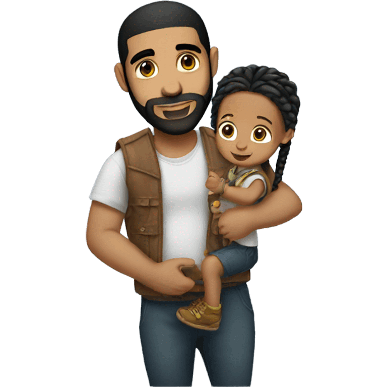 drake holding a child with braids emoji