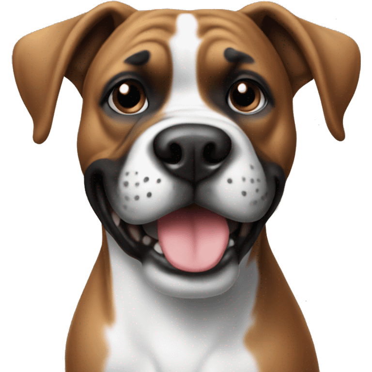 Dog boxer black and white with smile  emoji