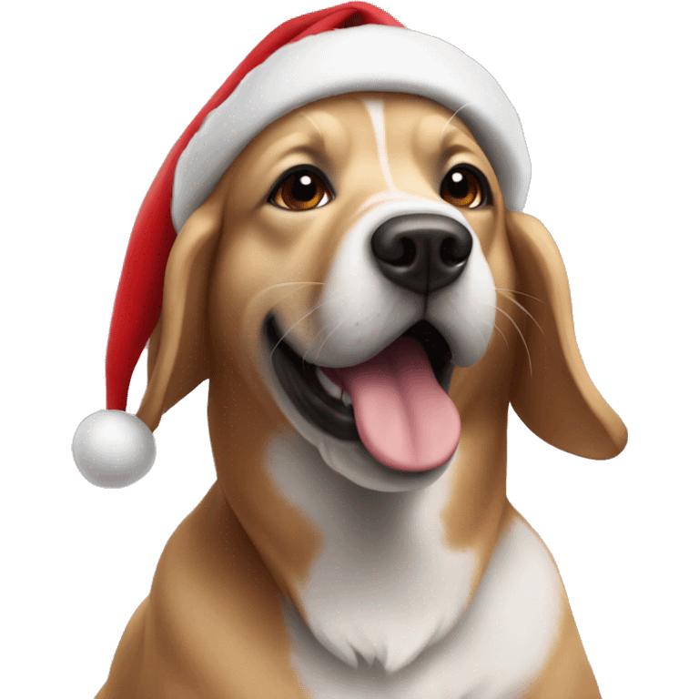 dog wearing santa hat emoji