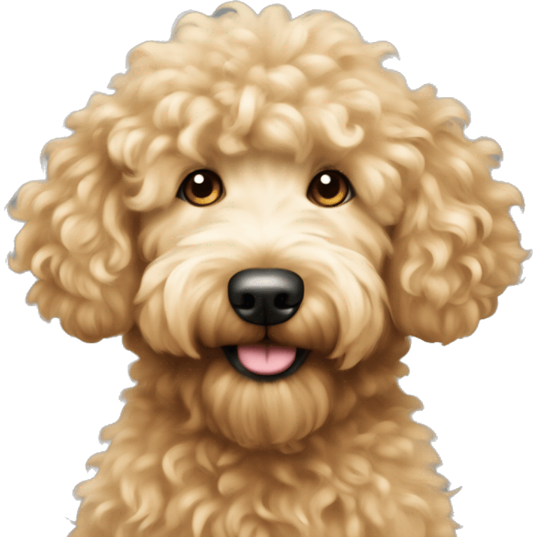 Golden doodle with very fluffy fur curly hair emoji