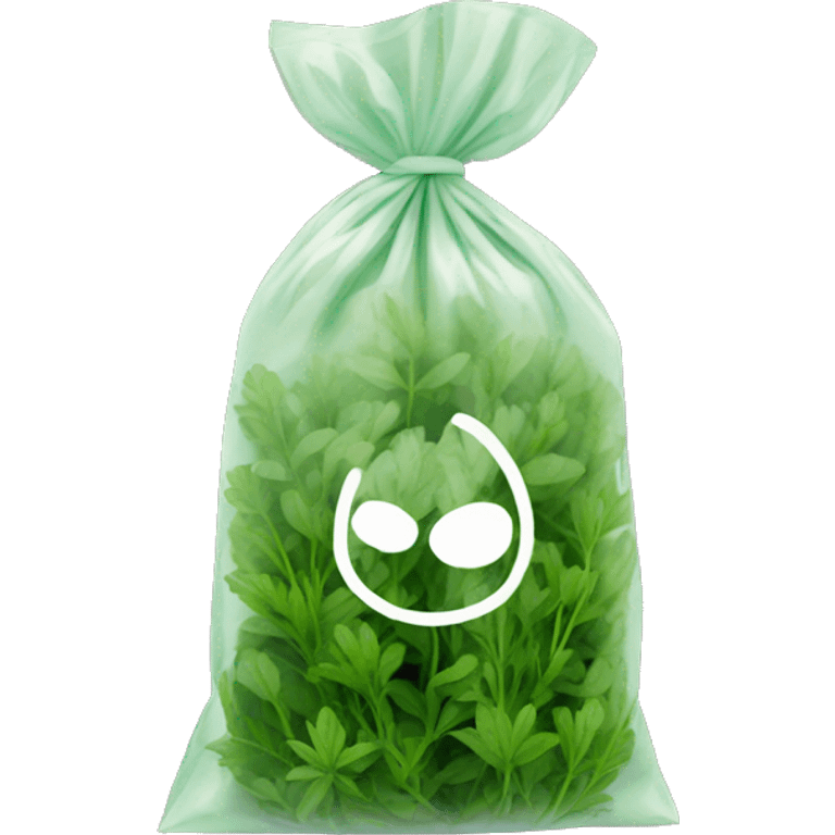 green herb in small plastic bag emoji