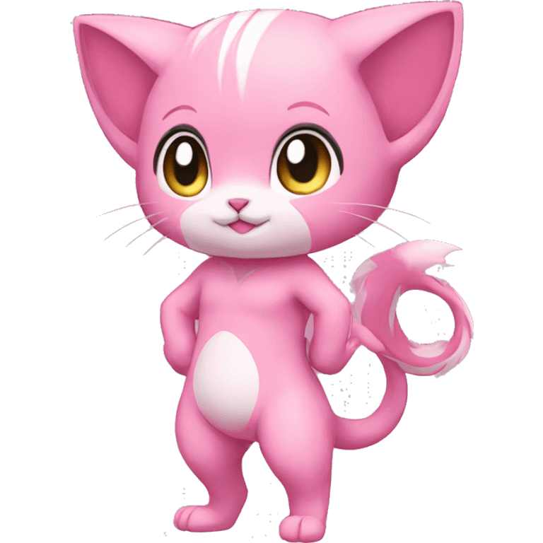 Pink Chibi Anthro Mew-Pokémon full body emoji