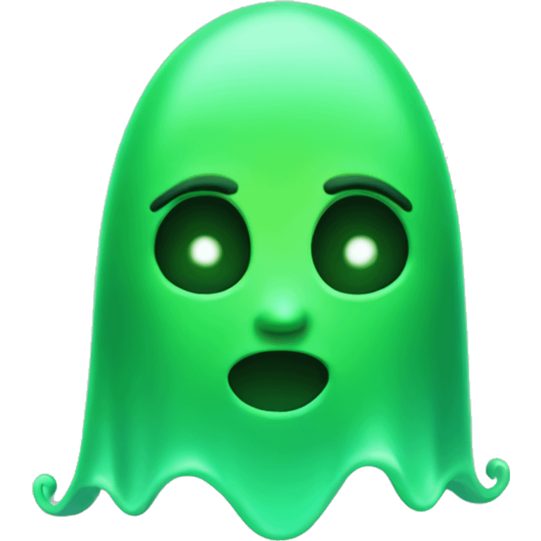 A bright green Ghost wearing a chain emoji