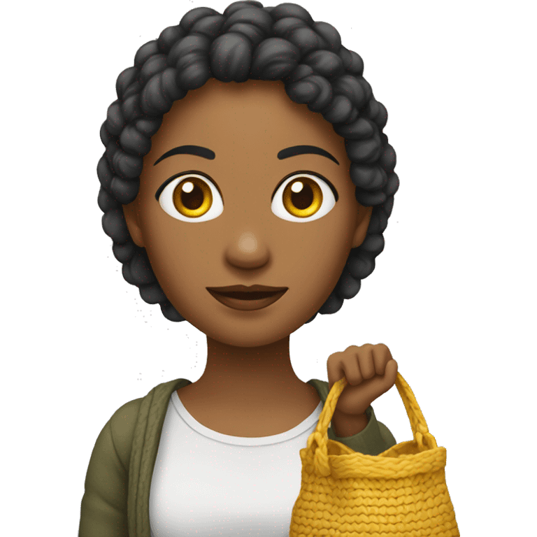 mulher com uma bolsa de trico emoji