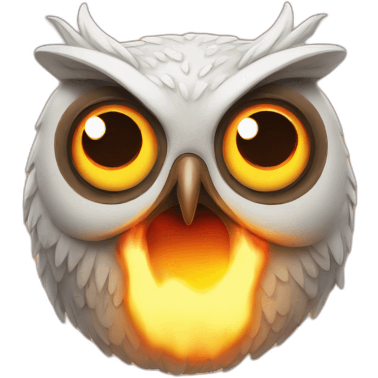 a goofy owl on fire emoji