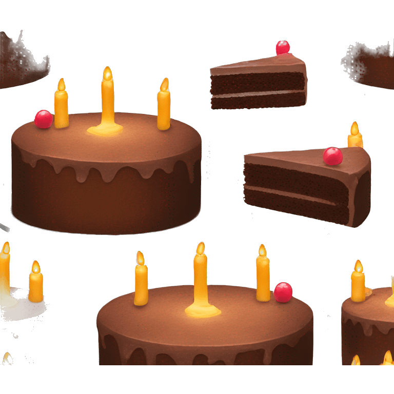 A chocolate cake with candles of different color emoji