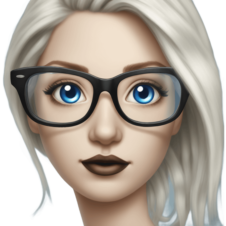 Photo Realistic pale female model tattoo glasses and blue eyes emoji