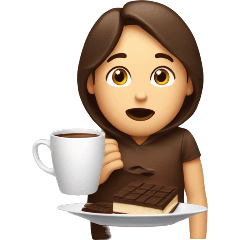 Drinking coffee and eating chocolate emoji