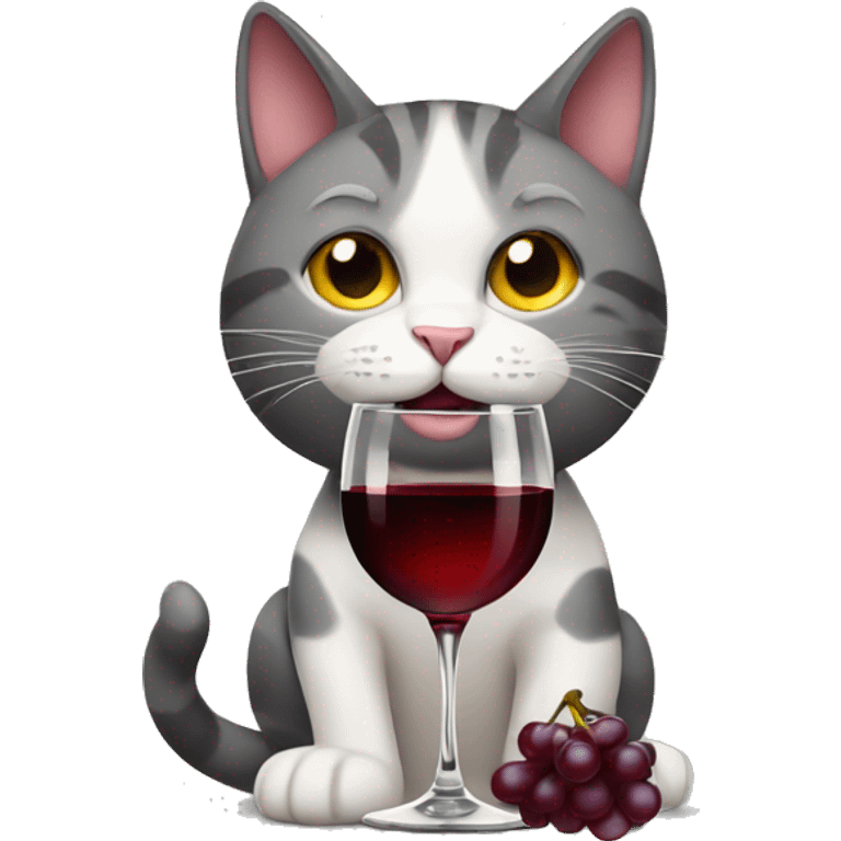 Cat with a glass of red wine emoji