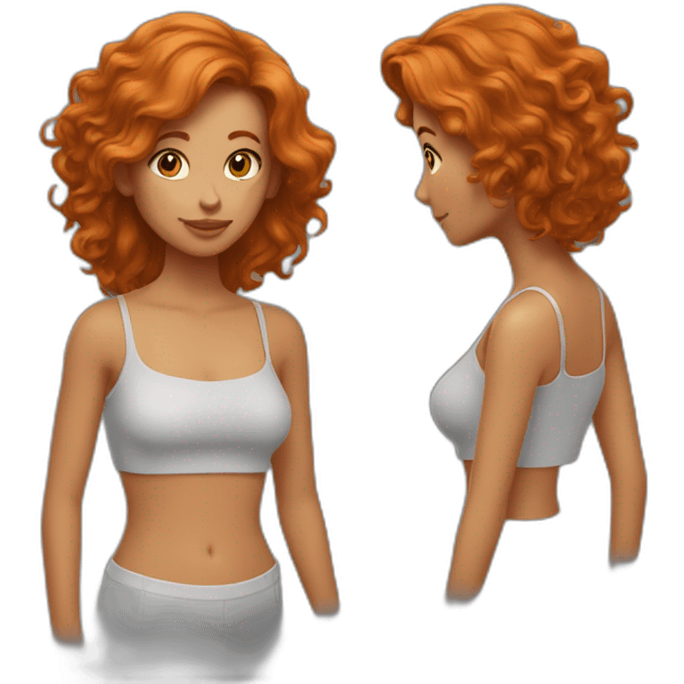 2 filles une cheveux roux long et une au cheveux noir court emoji