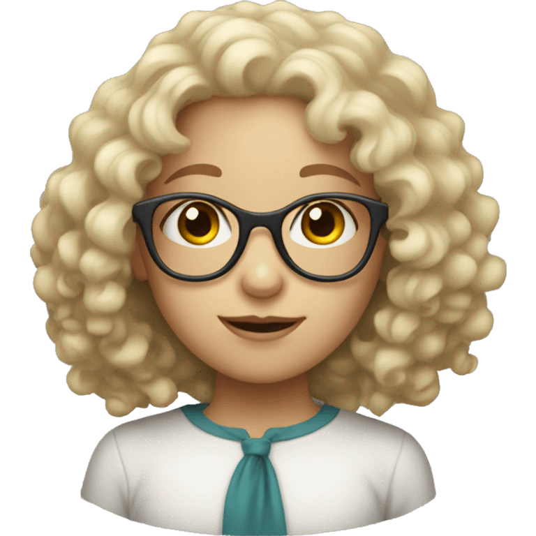 Pale curly head girl with glasses emoji