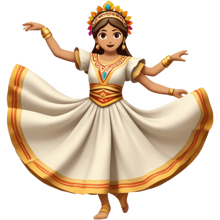 Cinematic Realistic Sirtaki Dance Emoji, depicted as a vibrant traditional Greek dance scene with flowing movements and expressive costumes, rendered with dynamic textures and warm festive lighting that captures its cultural exuberance. emoji