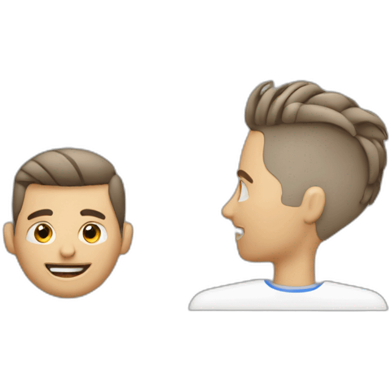 barber in dialog with client emoji