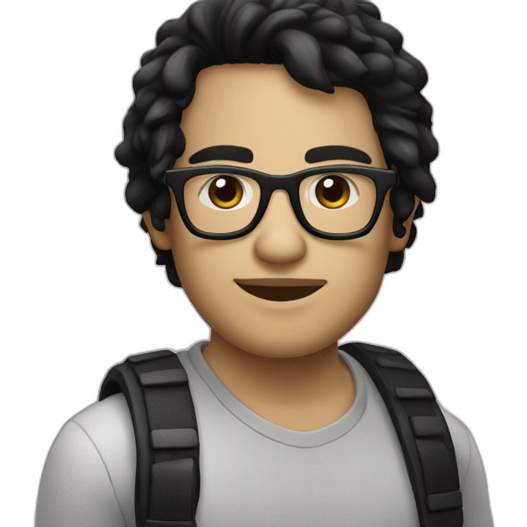 bass player, white skin, black hair, wearing glasses emoji